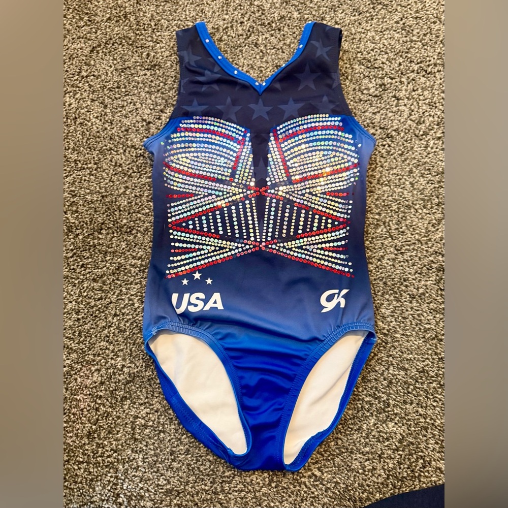GK Kids USA Blue Starry Olympic Leotard